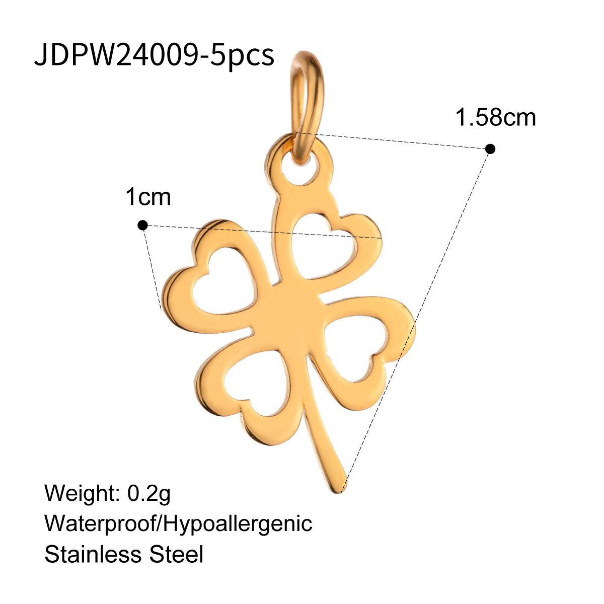 Gold color / 1 Piece Simple Series Hollow Four-Leaf Clover Shape Stainless Steel 18K Gold Color Plated Women's Pendants Picture5